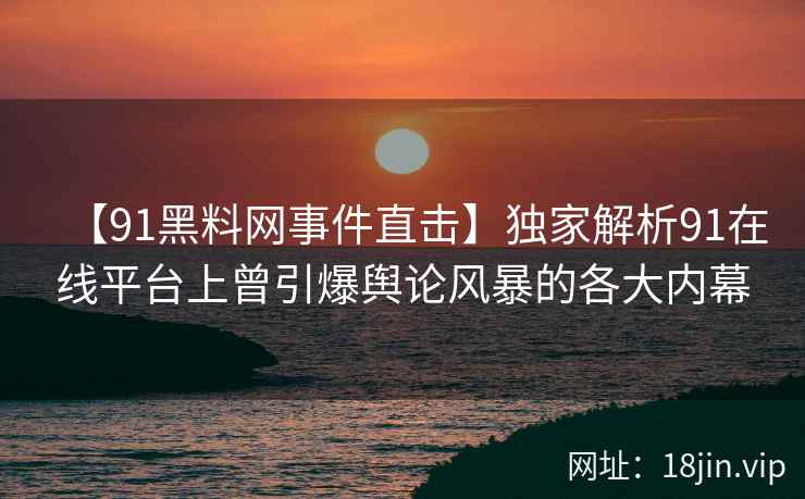 【91黑料网事件直击】独家解析91在线平台上曾引爆舆论风暴的各大内幕  第1张