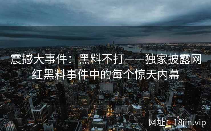 震撼大事件：黑料不打——独家披露网红黑料事件中的每个惊天内幕  第1张