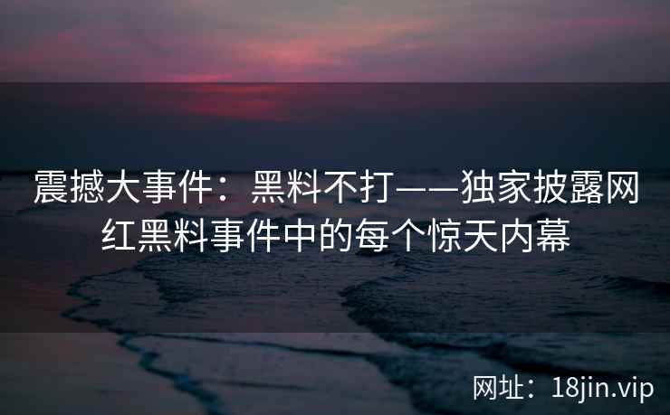 震撼大事件：黑料不打——独家披露网红黑料事件中的每个惊天内幕  第2张